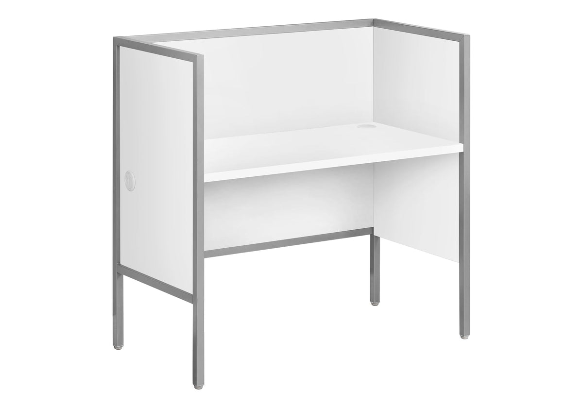 Monarch Specialties I 7729 Office Cubicle, 48&quot; L, Desk, Work, Commercial Grade, White Laminate, Silver Metal