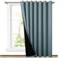 Nicetown Greyish Blue 100% Blackout Room Divider Celling Curtains For Patio Door, Super Heavy-Duty Thermal Backing Sliding Door