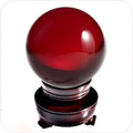 Amlong Crystal Meditation Divnation Sphere Feng Shui Crystal Ball, Lensball, Decorative Ball with Wooden Stand and Gift Box, Red