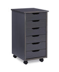Cary Six Drawer Rolling Storage Cart, Grey