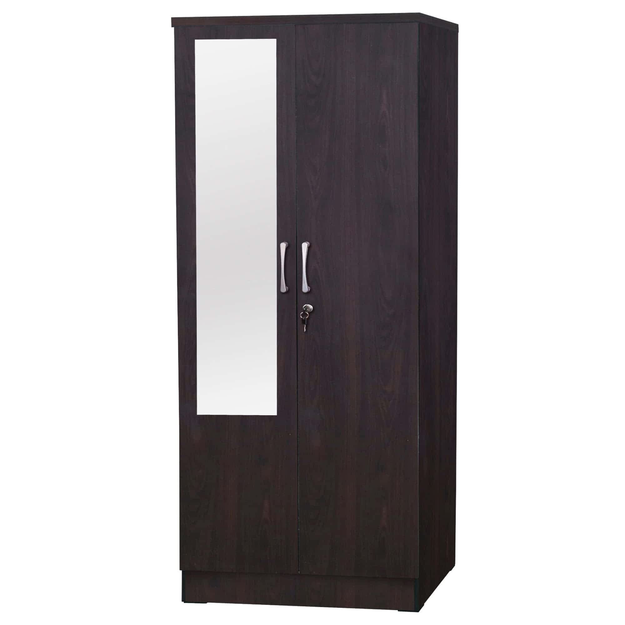 Better Home Products Harmony Two Door Armoire Wardrobe with Mirror in Gray
