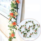 Miracliy 5 Pack 44 Ft Fake Rose Vine Flowers Plants Artificial Flower Hanging Rose Ivy Home Hotel Office Wedding Party Garden Cr