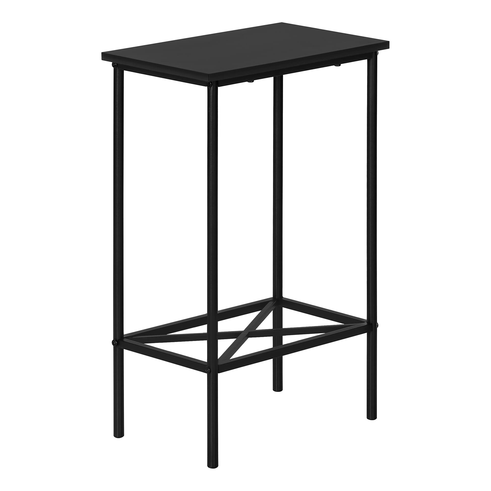 Monarch Specialties I 2078 Accent Table, Side, End, Narrow, Small, 2 Tier, Living Room, Bedroom, Metal, Laminate, Black, Contemporary, Modern