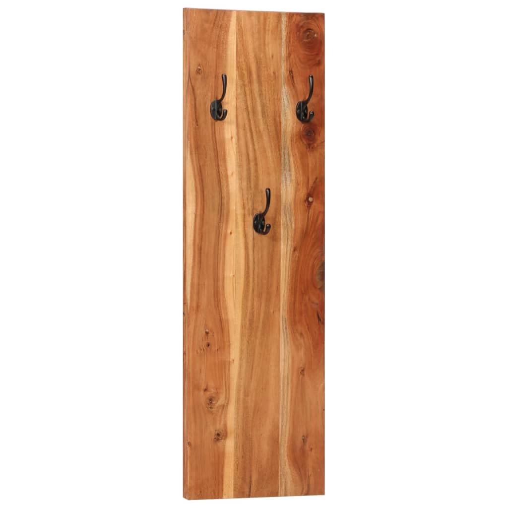 vidaXL Wall-Mounted Coat Racks 2 pcs in Brown, 14.2"x1.2"x43.3", Made of Solid Acacia Wood, Vintage-Style Design, Durable, Space-Saving, 3 Coat Hooks per Rack