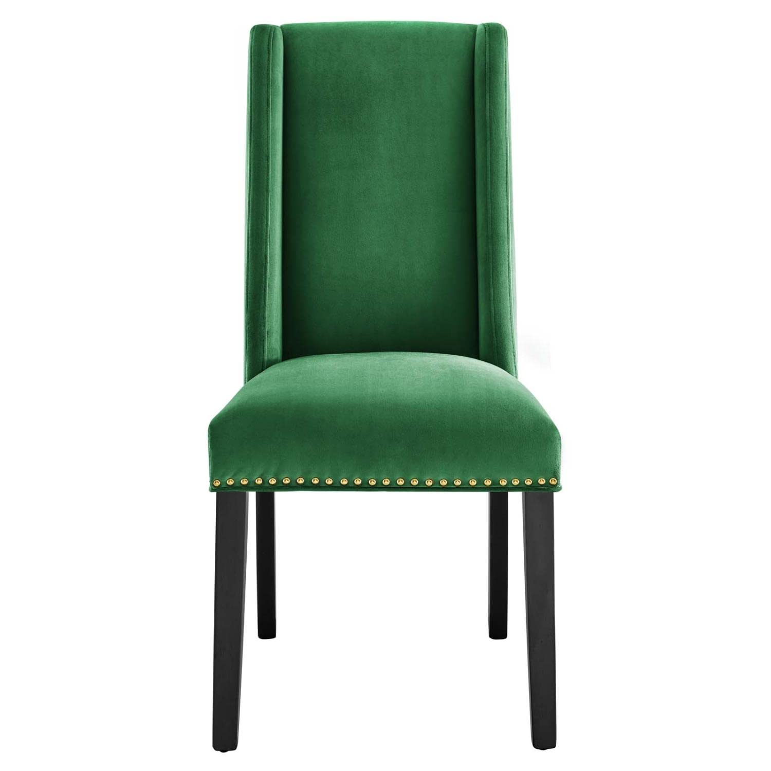 Modway Baron 19.5&Quot; Modern Velvet Dining Chairs In Emerald Green/Black (Set Of 2)