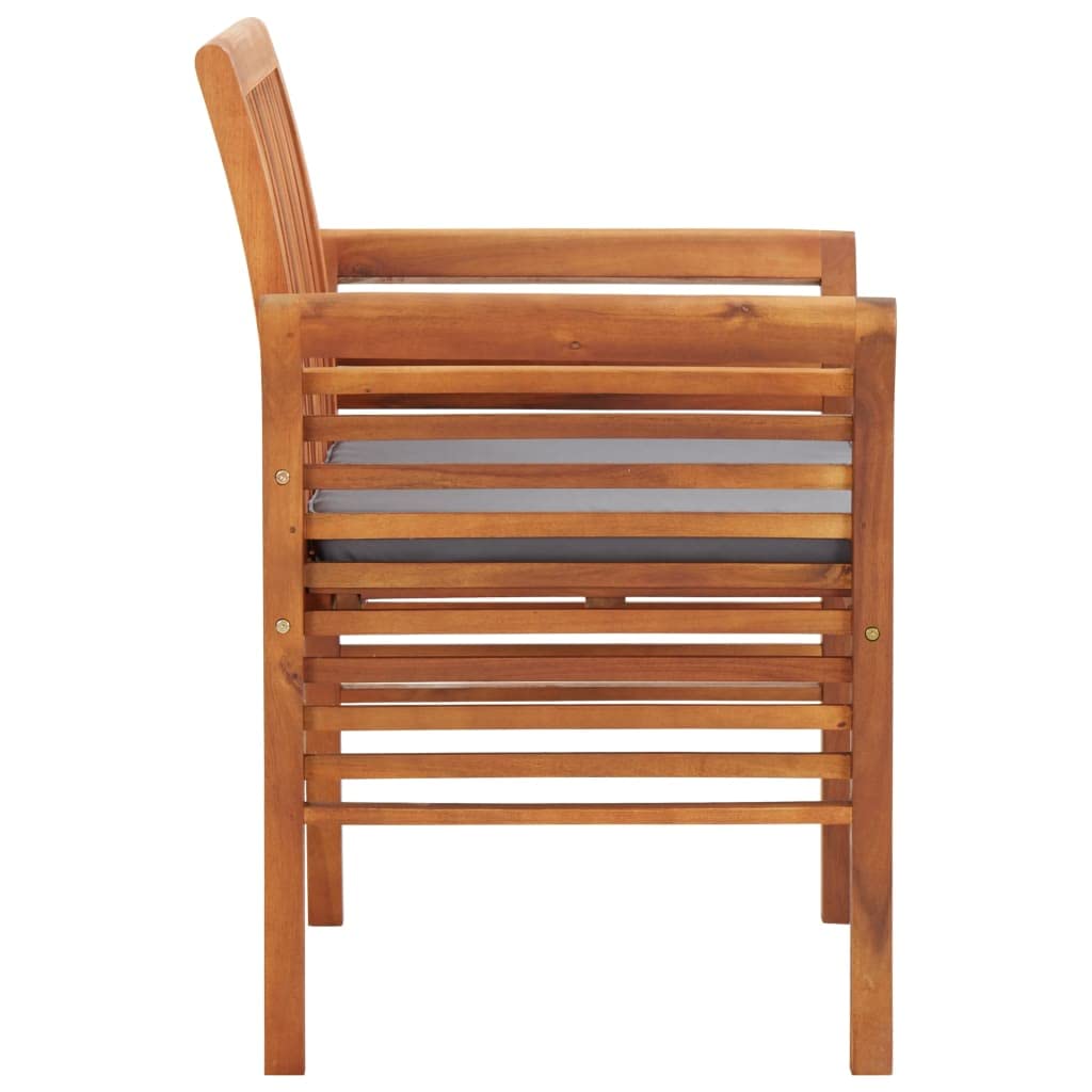vidaXL 8X Solid Acacia Wood Patio Dining Chairs with Dark Gray Cushions - Outdoor/Garden/Deck Seating - 25.2"x23.6"x35.4"