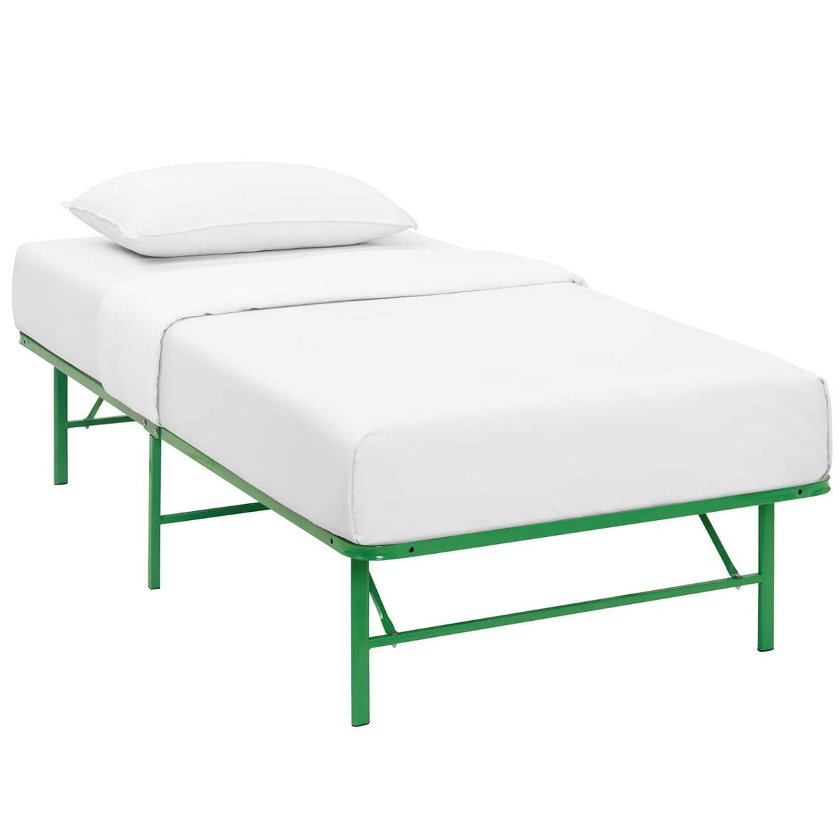 Modway Horizon Replaces Box Spring-Folding Metal Mattress Bed Frame, Twin, Green