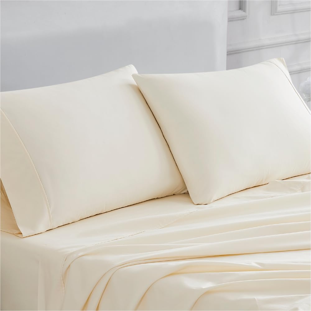 Linen Closet Luxury Cotton 400 Thread Count Ultimate Cotton Percale Standard Pillowcases, Set Of 2, Ivory