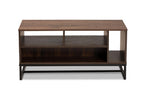 Baxton Studio Flannery Modern and Contemporary Walnut Brown Finished Wood and Black Finished Metal Coffee Table