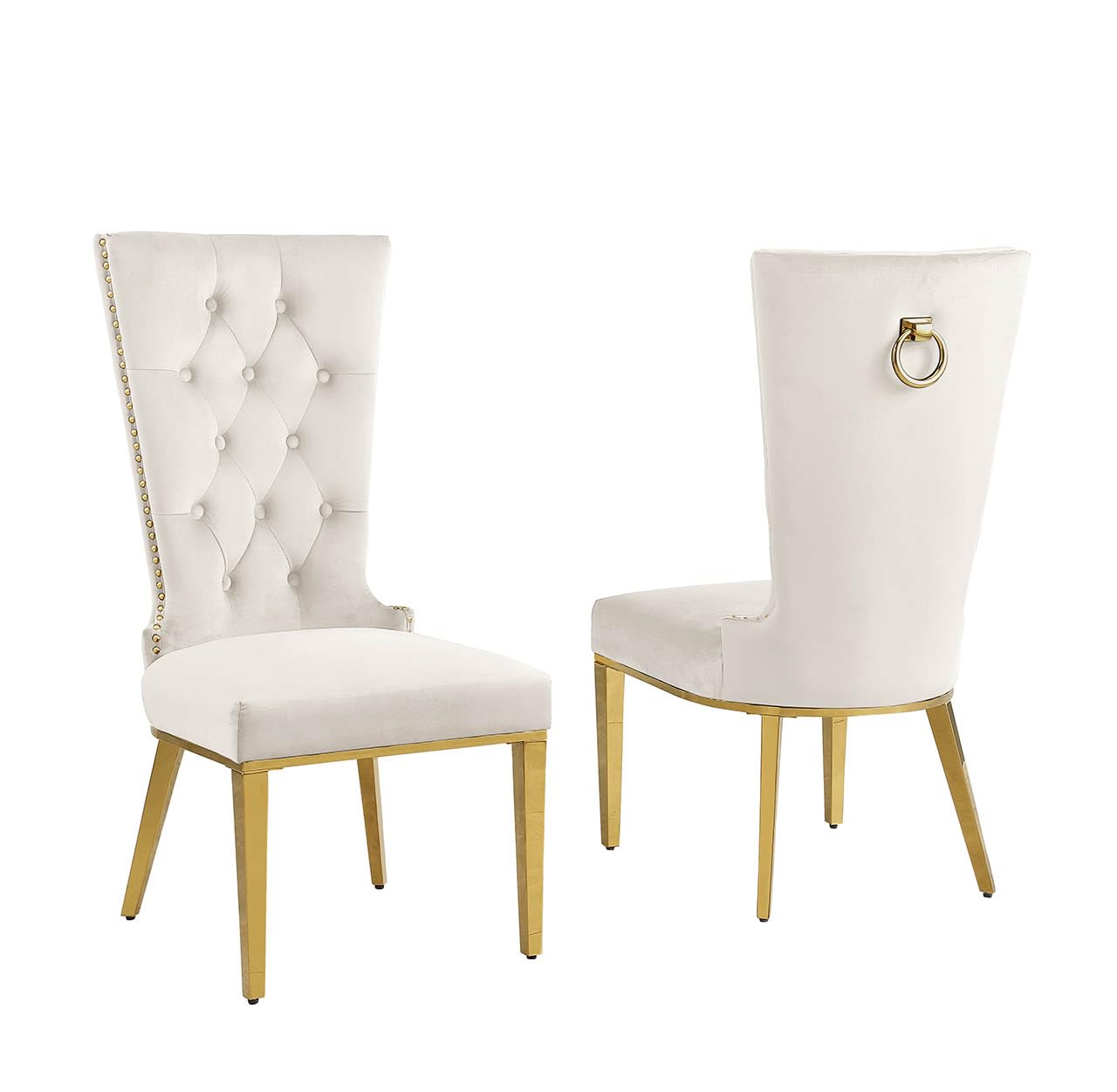 Best Quality Furniture SC330-337 Dining Chairs, Cream/Gold