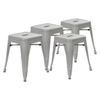 Flash Furniture Metal Dining Table Height Stool - Backless Silver Kai Commercial Grade Stool - 18 Inch Stackable Dining Chair - Set of 4