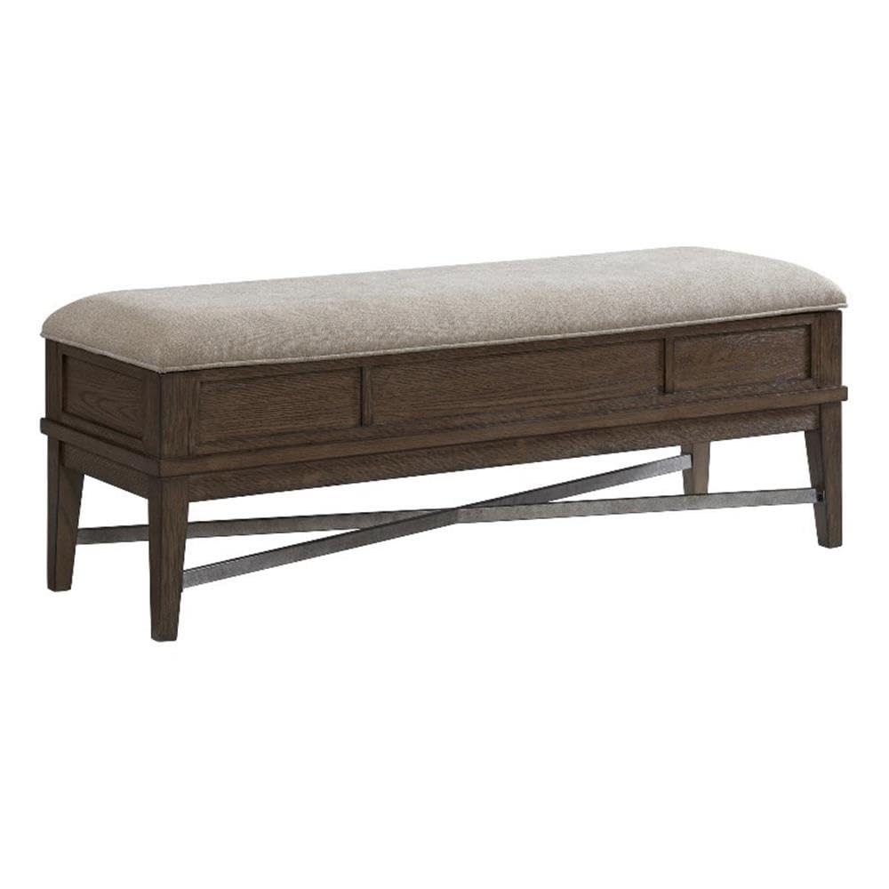 Intercon Preston Bedroom Storage Bench with Cushion, Weathered Vintage Oak