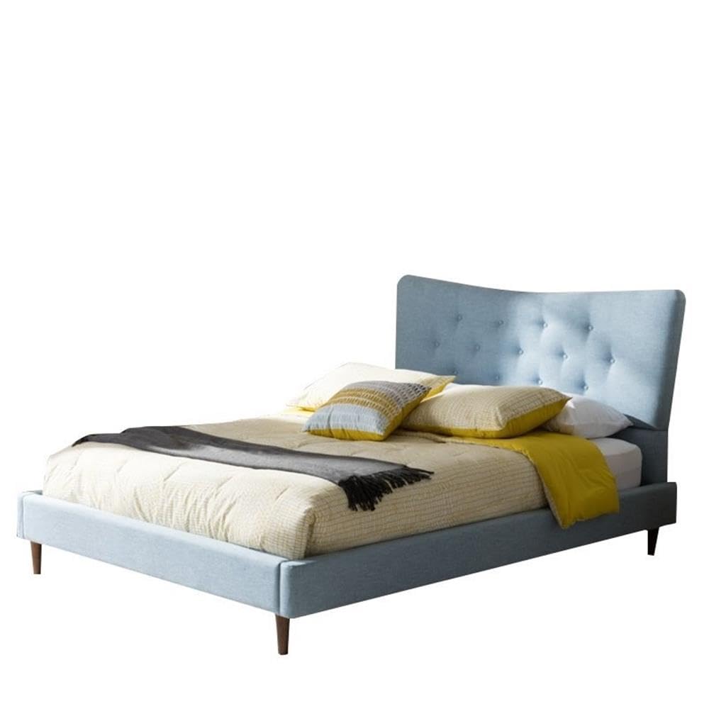 Baxton Studio Hannah Mid-Century Platform Bed King/Light Blue