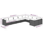 vidaXL 9 Piece Outdoor Patio Lounge Set with Cushions, Sturdy Powder-Coated Steel Frame, Weather-Resistant PE Rattan, Modular Design, Gray and Anthracite