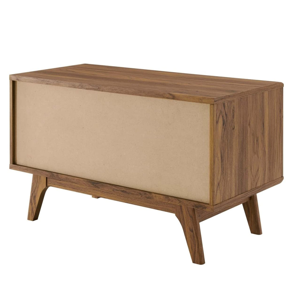 Modway Envision Mid-Century Modern 37" Vinyl Record Display Stand, 37 Inch, Walnut White