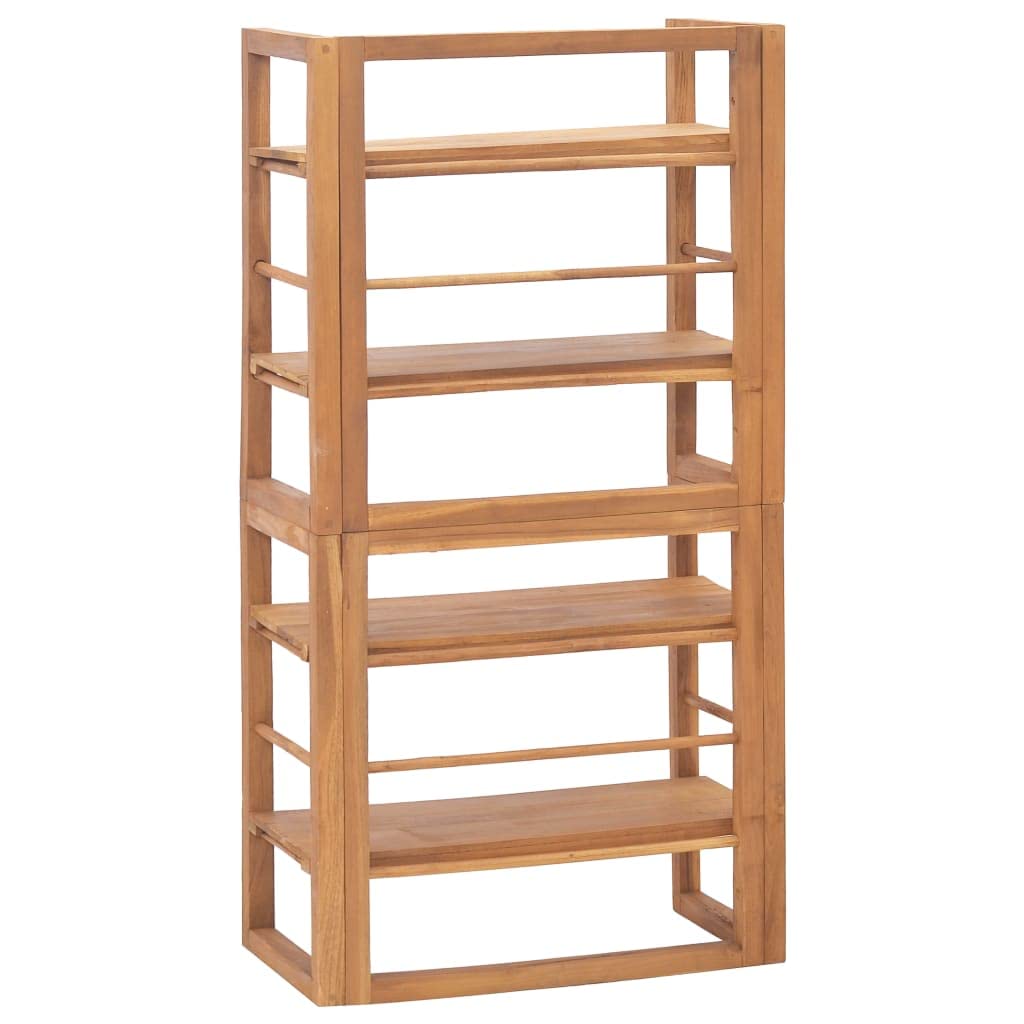 vidaXL Solid Teak Wood Shelving Unit 23.6&quot;x11.8&quot;x47.2&quot; – Adjustable Shelves - Colonial Style - Indoor Storage - Ideal for Home & Office Use - Brown'