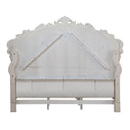 Acme Gorsedd Tufted Queen Panel Bed in Cream Fabric and Golden Ivory
