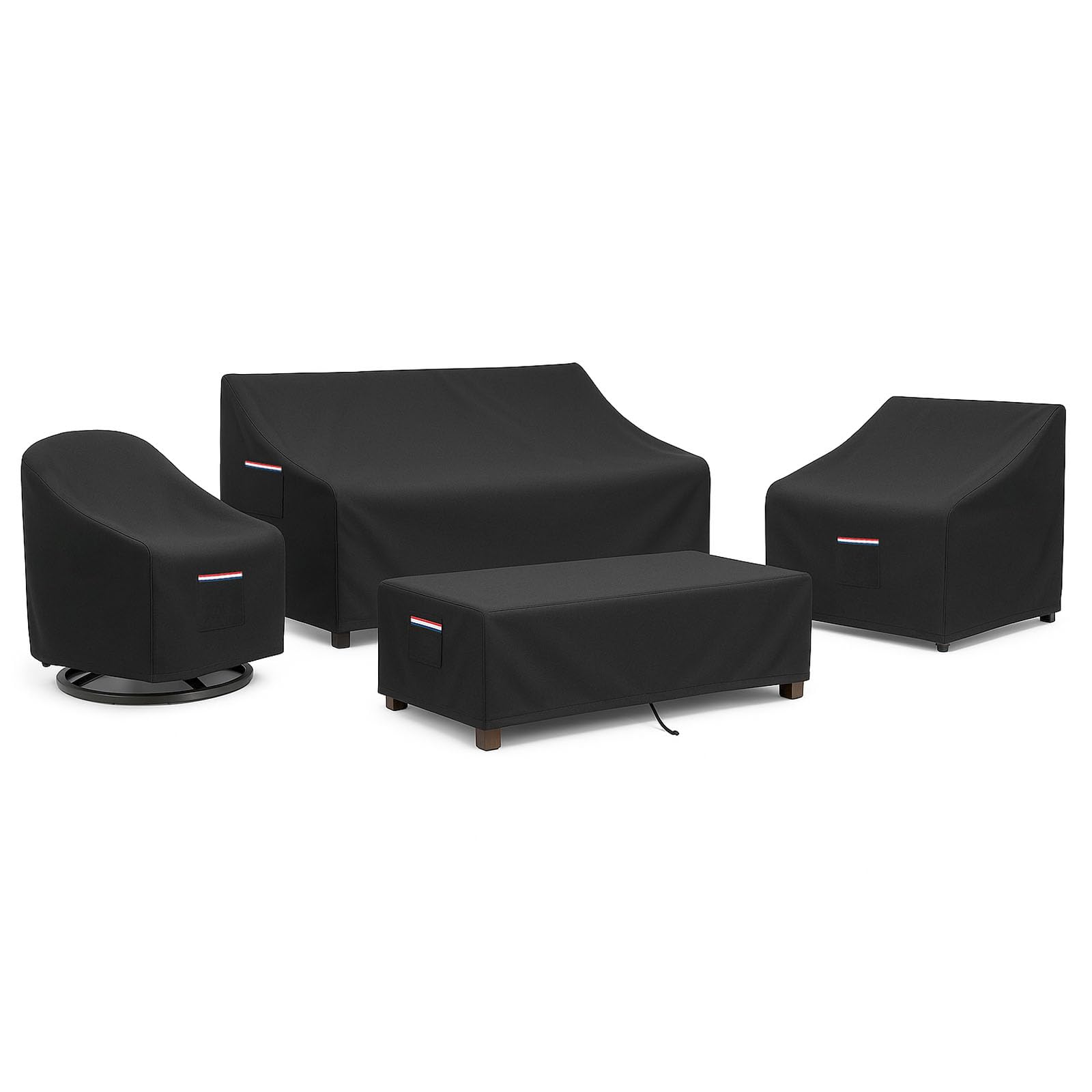 4-Piece Patio Furniture Cover Set, Waterproof Outdoor Furniture Covers for 3-Seater Sofa, Patio Chairs & Coffee Table, Heavy-Dut