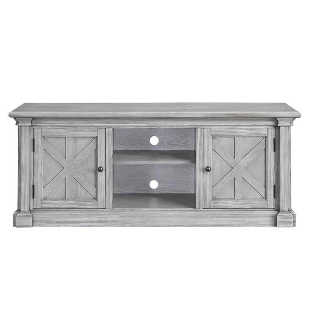 Acme Lucinda 2-Door Wooden TV Stand with Shelf in Gray Oak