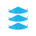 STIMULUS Acrylic Bathroom Corner Shelf | Rack Wall Corner Storage Shelf 10X10 inch (25X25 cm) Set of 3 pcs Blue