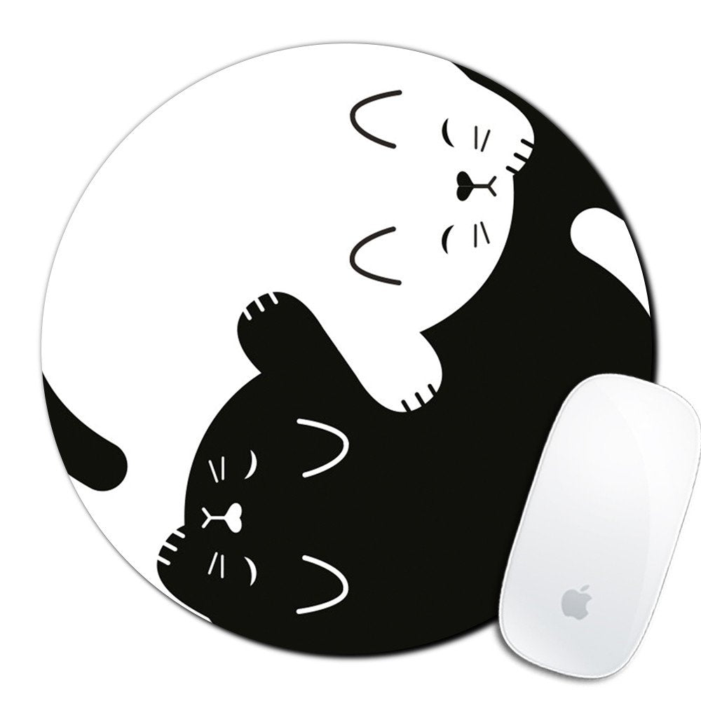Cat Custom Mouse Pad Gaming Mat Keyboard Pad Waterproof Material Non-Slip Personalized Round Mouse Pad (7.8X7.8X0.08Inch)