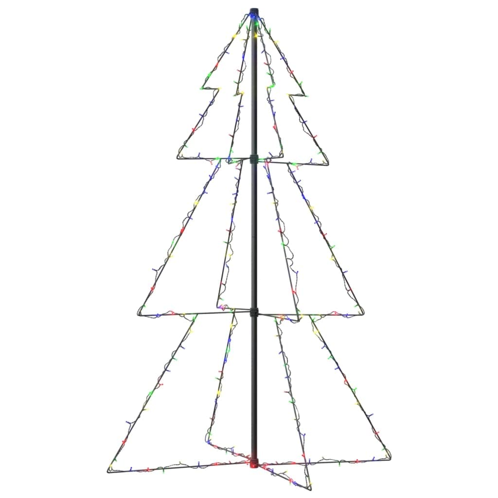 vidaXL 3x5 ft Outdoor and Indoor Christmas Cone Tree - Multicolor LED Cone Tree with 200 Energy-Efficient Lights, 8 Lighting Effects