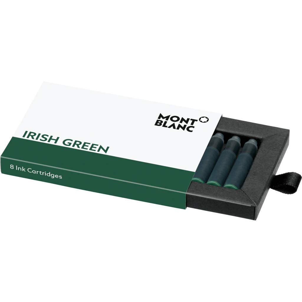 Montblanc Ink Cartridges Irish Green 106274 - Short International Standard Fountain Pen Refills In Dark Green - 8 Pen Cartridges