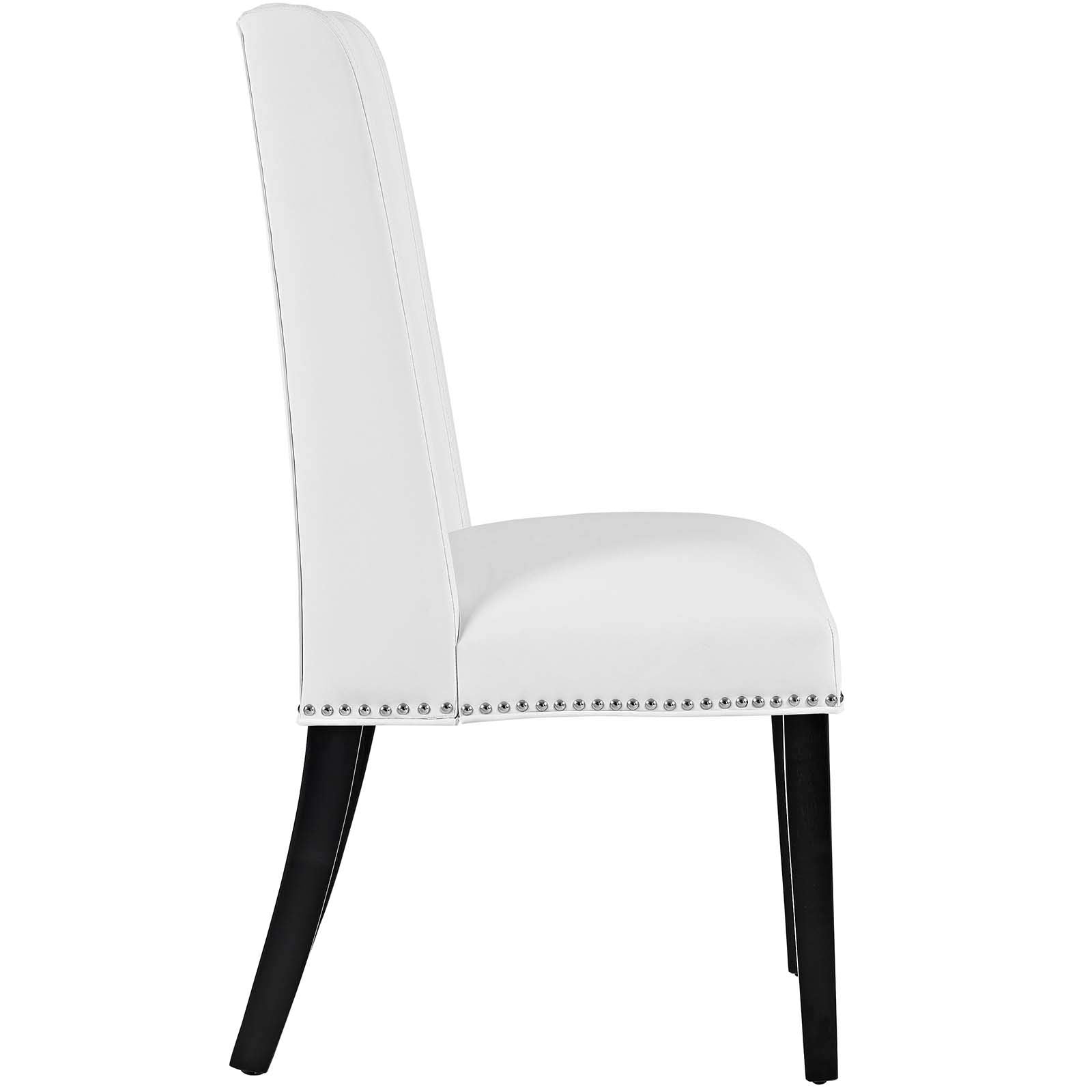 Modway Baron Modern Tall Back Wood Faux Leather Upholstered Four Dining Chairs In White