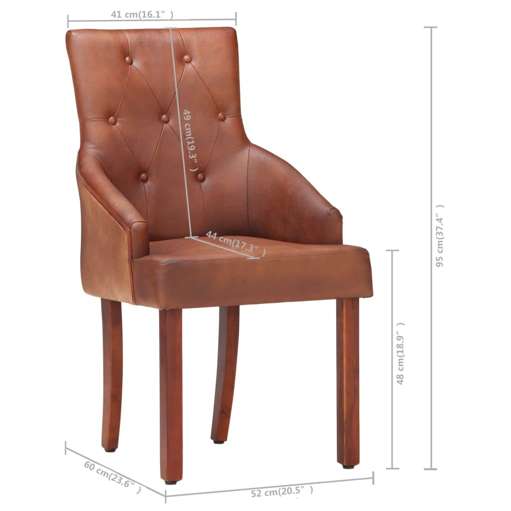 vidaXL 4X Dining Chairs Living Room Kitchen Lounge Dinner Seating Home Office Restaurant Interior Furniture Brown Real Goat Leather