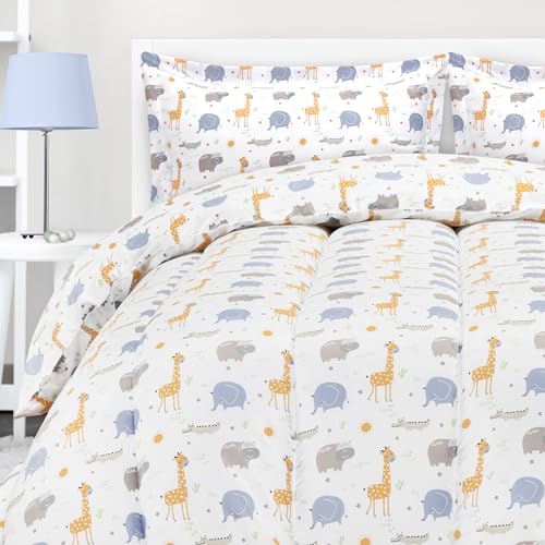 Utopia Bedding All Season Safari Comforter Set With 2 Pillow Cases, 3 Piece Soft Brushed Microfiber Kids Bedding Set For Boys/Gi