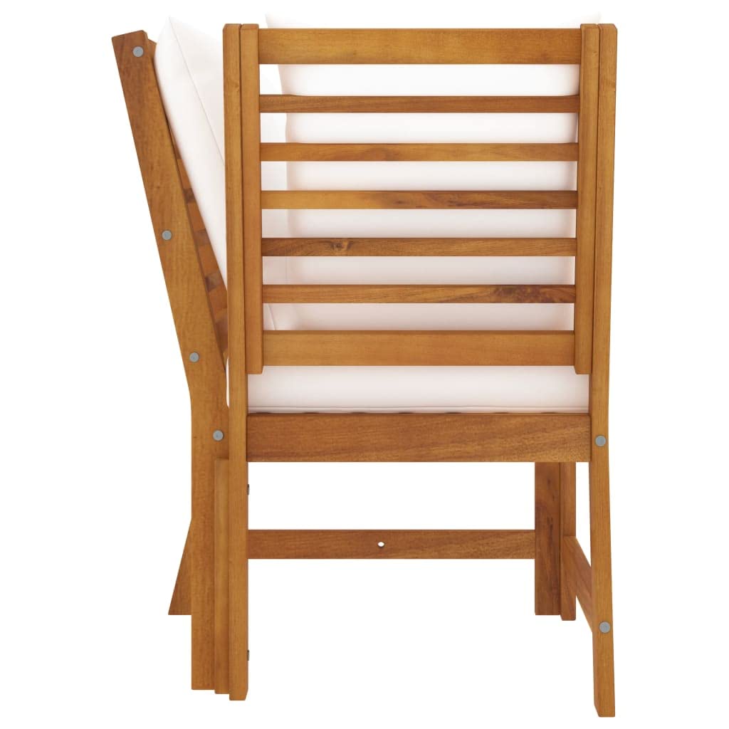 vidaXL Sectional Corner Sofa - Solid Acacia Wood, Weather-Resistant, Perfect for Indoor and Outdoor Use, Cream Cushion, Buildable with Other Products, Prop 65 Warning