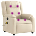 vidaXL Massage Recliner Chair for Living Room, Adjustable Recliner with 6-Point Vibration Massage, Home Theater Seating with Padded Seat Backrest & Side Pocket, Cream Fabric