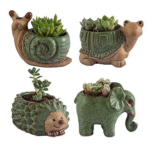 Small Succulent Pots With Drainage, Ceramic Animal Planter, Indoor Plant, Cute Cactus/Bonsai Flower Pots For Home Decor And Offi