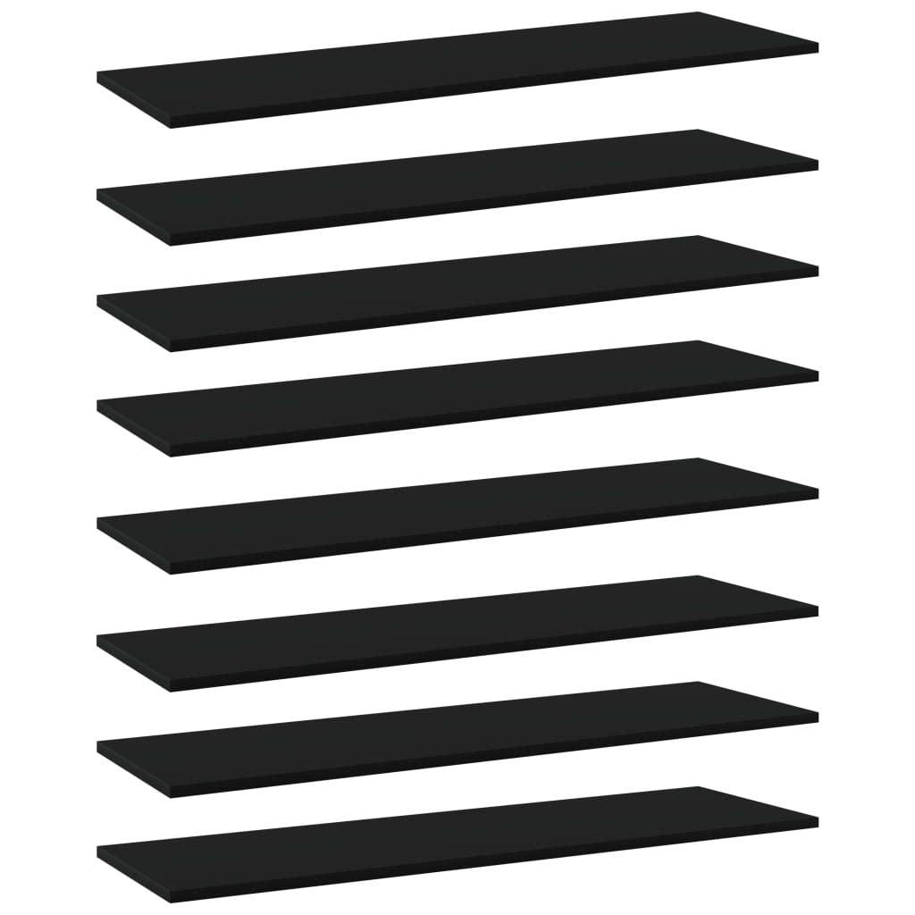 vidaXL Engineered Wood Bookshelf Boards - 8 Pack 39.4&quot;x11.8&quot;x0.6&quot; Size in Black Providing Versatile Storage and Easy Maintenance