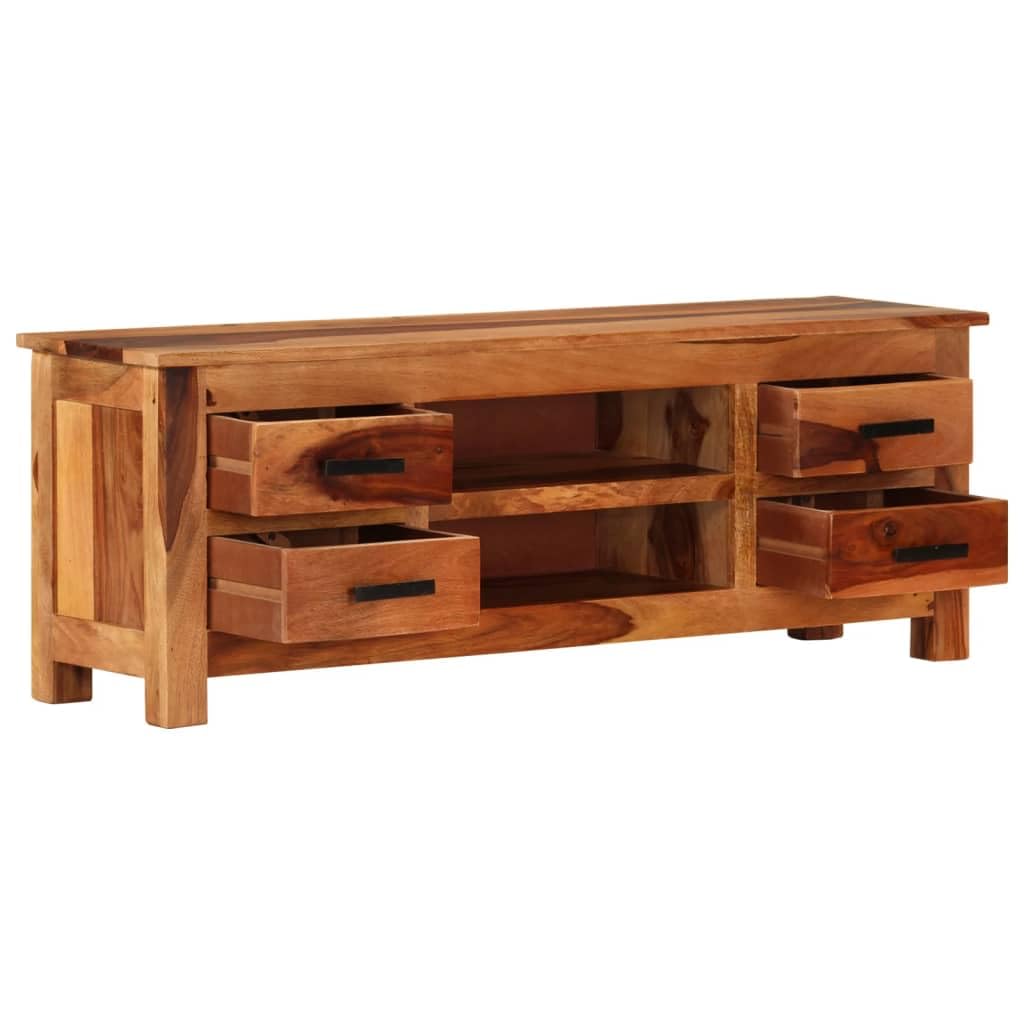 vidaXL Solid Wood TV Stand Sheesham - 43.3&quot;x11.8&quot;x15.7&quot;, Exquisite Craftsmanship, Fully Handmade, Stylish and Functional Design, No Assembly Required, Safety Assured