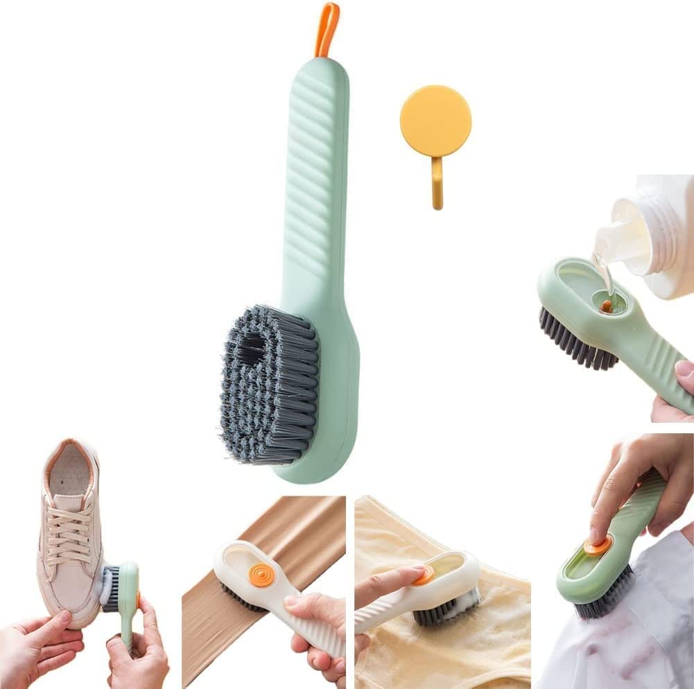 STOCKZONE Multifunctional Liquid Brush, Liquid Adding Soft Fur Cleaning Brush, Long Handle Automatic Liquid Adding Cleaning Brus