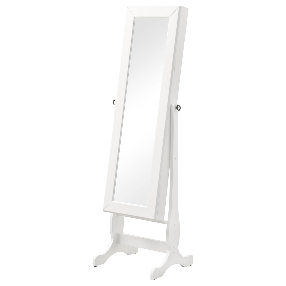 Coaster Home Furnishings Batista Contemporary Rectangular Cheval Mirror with Jewelry Storage Adjustable Bedroom Mirror Jewelry Armoire White 901804