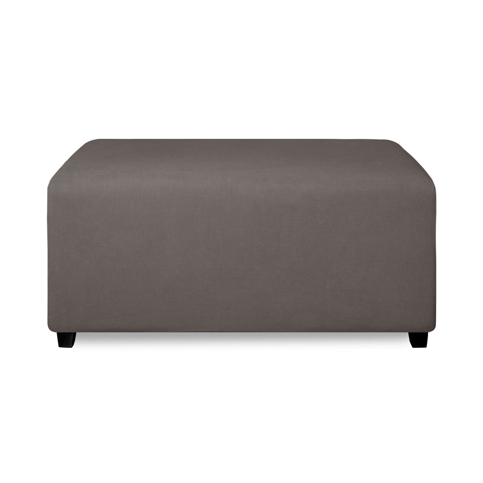 Purefit Super Stretch Soft Form Fit Ottoman Cover Rectangle - Ottoman Slipcovers For Foot Stool & Folding Storage Furniture For Living Room With Nonslip Elastic Bottom (Medium, Taupe)