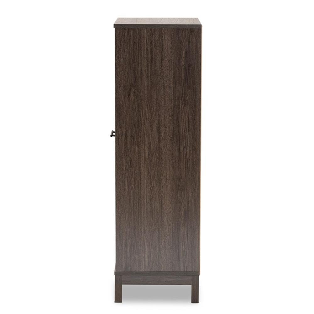 Baxton Studio Trenton Modern and Contemporary Dark Brown Finished Wood 1-Drawer Wine Storage Cabinet