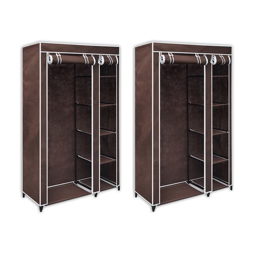 vidaXL 2 pcs 43&quot; Portable Closet Wardrobe Clothes Rack Storage Organizer W/Shelf Brown