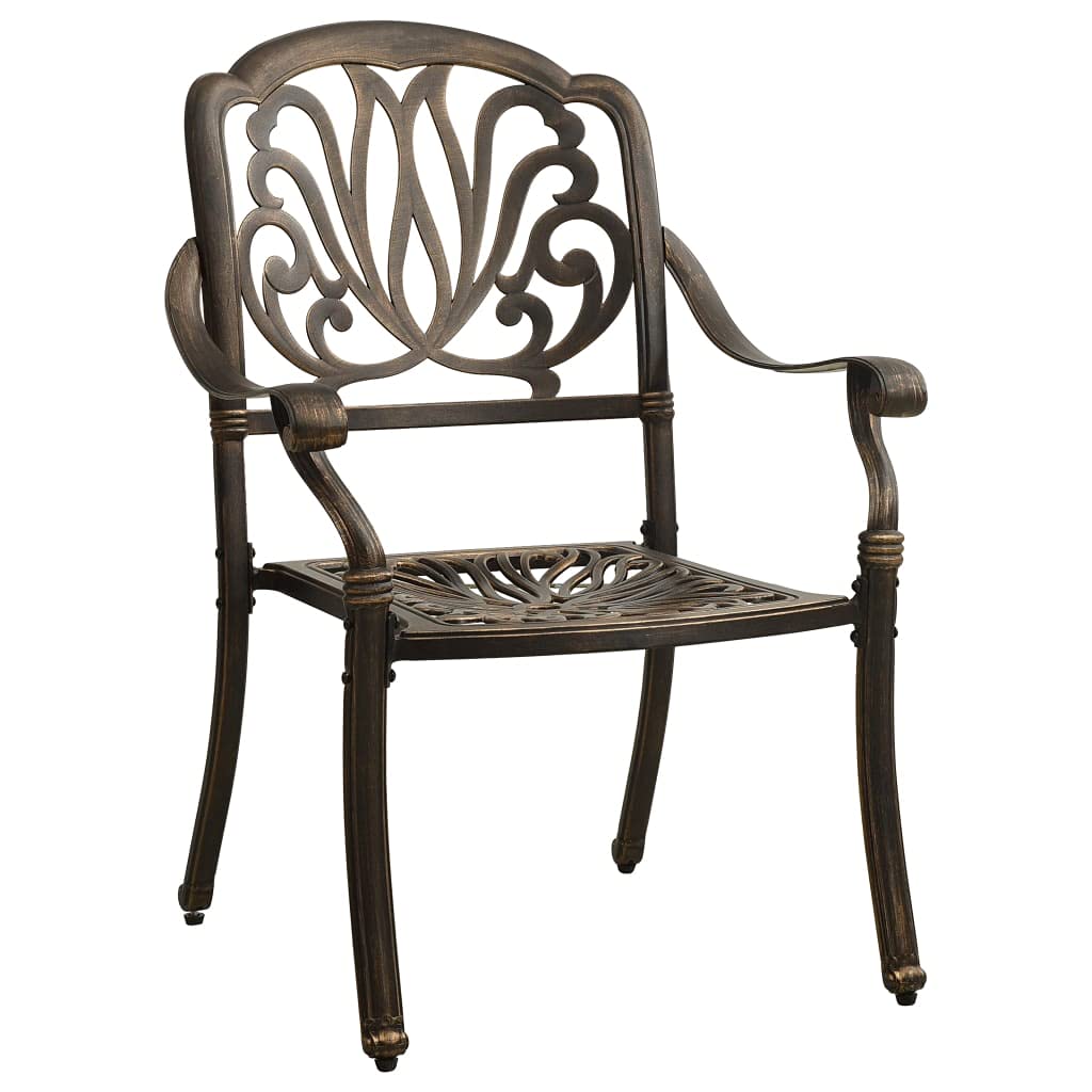 vidaXL Bistro Set Table and Chair Bistro Table 5 Piece Cast Aluminum Bronze