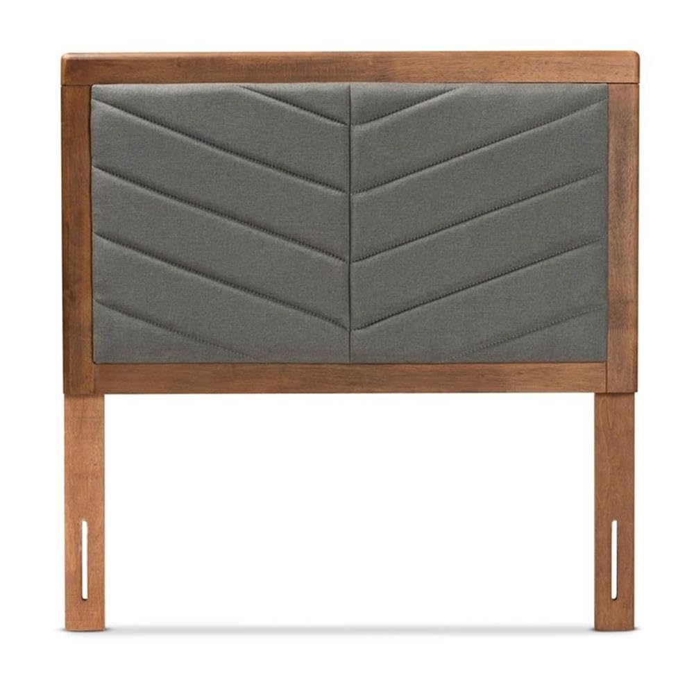 Baxton Studio Iden Modern and Contemporary Dark Grey Fabric Upholstered and Walnut Brown Finished Wood Twin Size Headboard