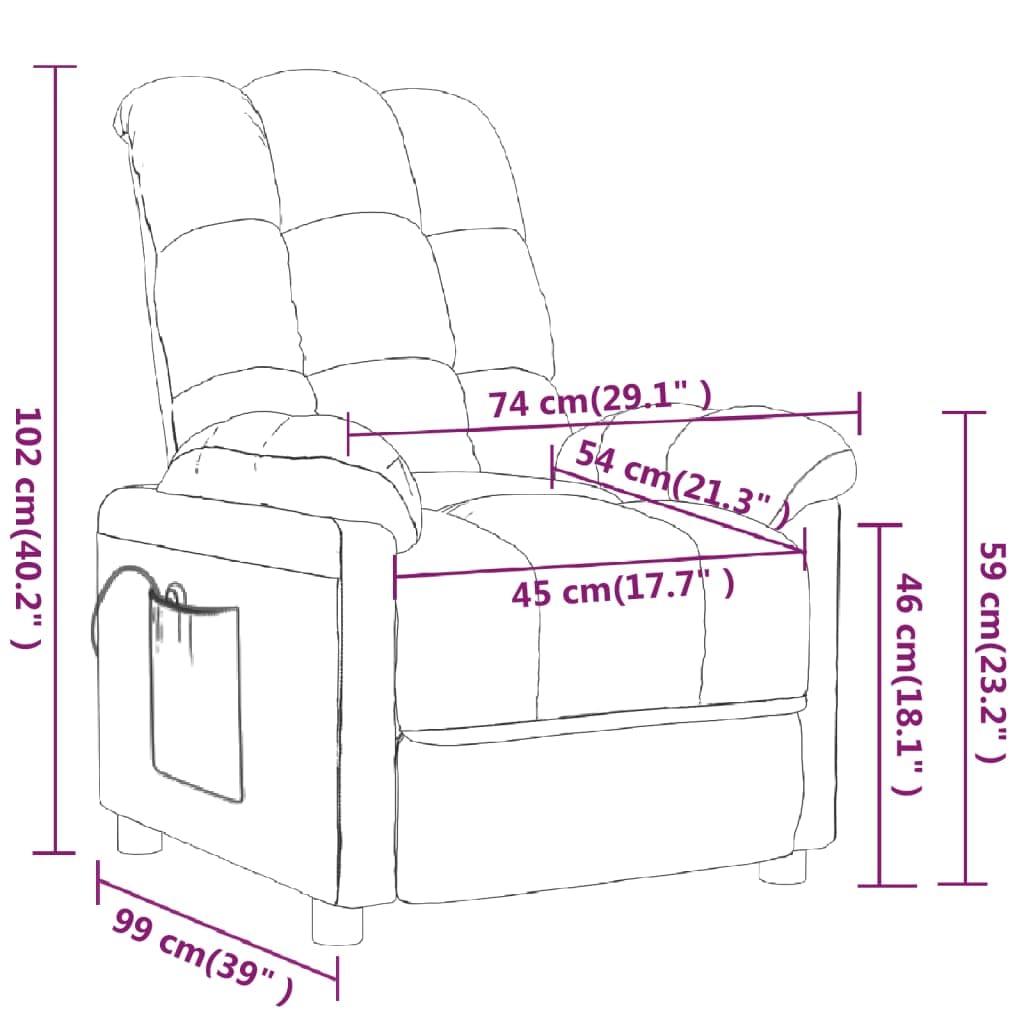 vidaXL Modern Fabric Massage Recliner Chair in Taupe - Relaxation Therapy with Comfortable Padding and Easy Maintenance