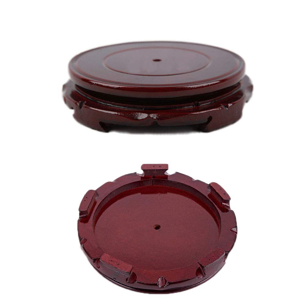 Akoak Vintage Circular Wooden Vase Aquarium Table Lamp Teapot Base, Rotatable Home Decoration Display Stand (4.7'')