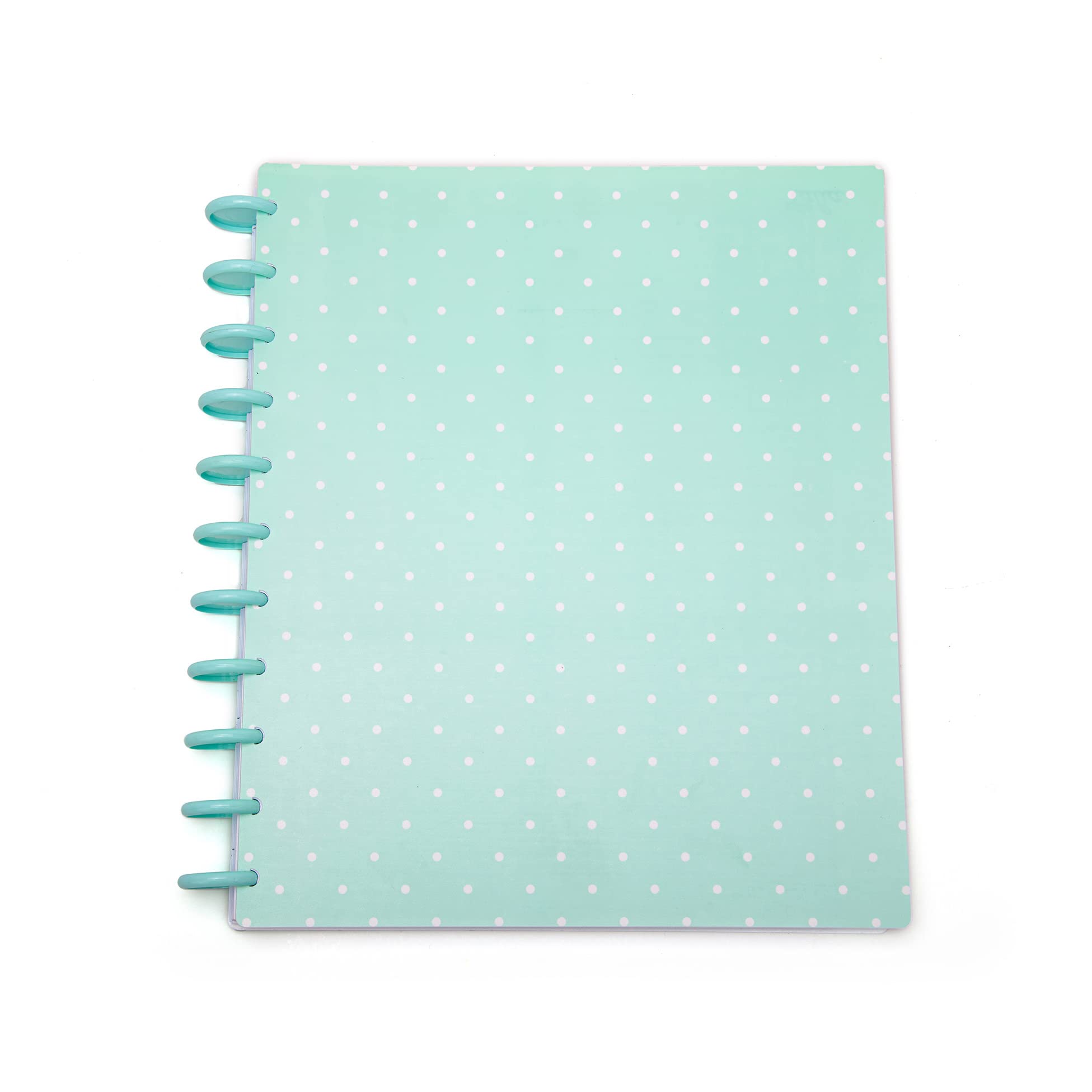 Talia Discbound Notebooks, Planner, Customizable, (Teal Polka Dot W/Sage Green Discs, Letter 18627 (8.5In X 11In))