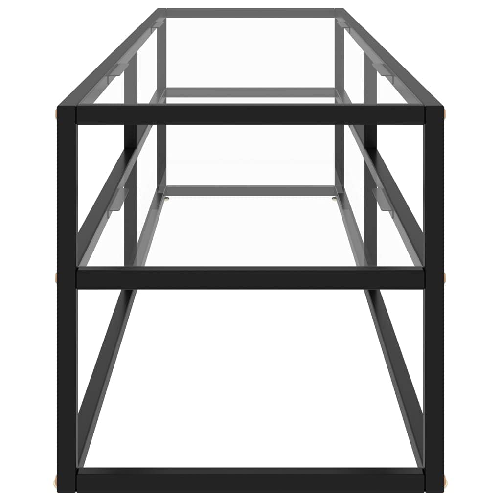 SKM TV Cabinet Black with Tempered Glass 55.1&quot;x15.7&quot;x15.7&quot;