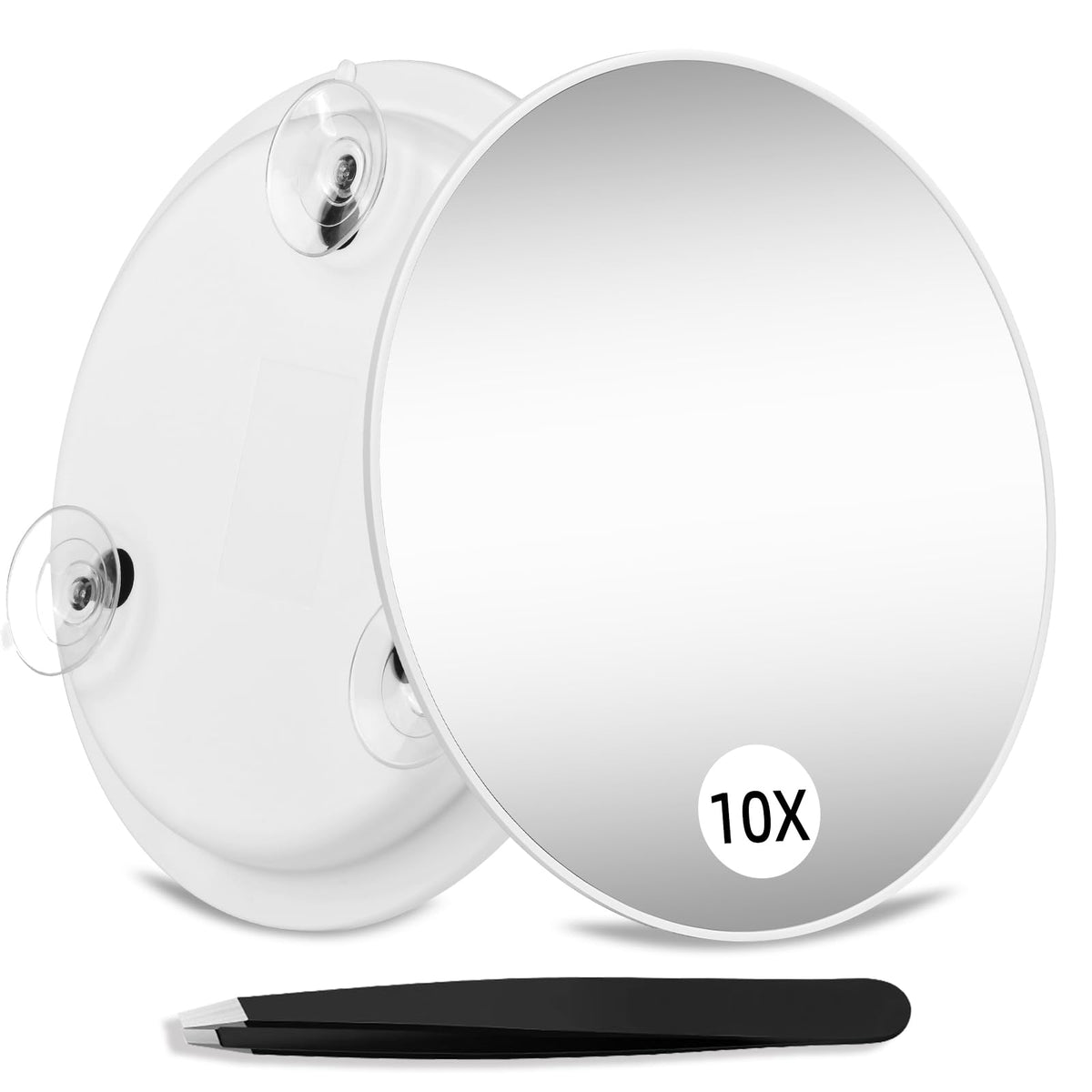 Suupvaor Magnifying Mirror 10X with Suction Cups, 6inch Travel 10X Magnified Mirror Large Round Makeup Mirror with High Magnific