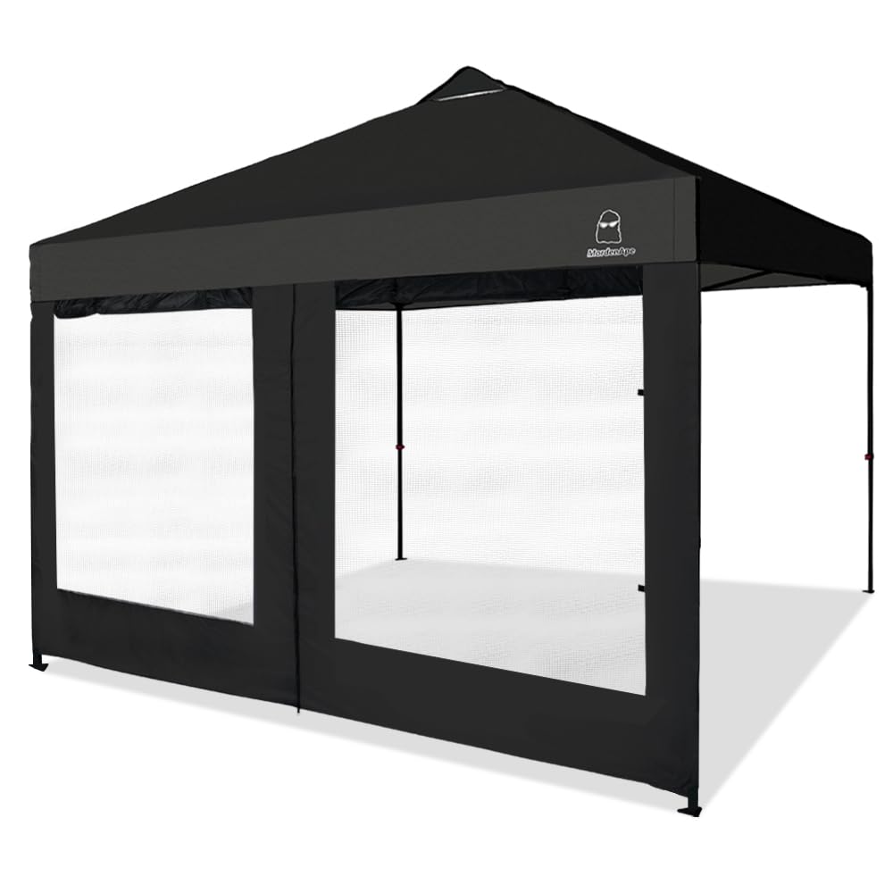 Mordenape Mesh Sidewall For 10X10 Pop Up Canopy - Straight Leg, Commercial Grade Black Mesh Walls With Window And Door, 1 Pack C