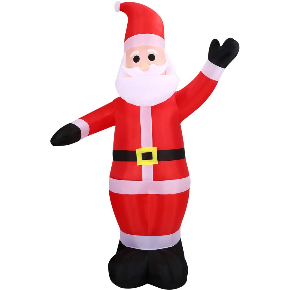 Fraser Hill Farm 10 Ft. Inflatable Christmas Santa Claus With Led Lights | Festive Holiday Blow-Up Decorations | Blower, Ropes, And Stakes Included | Fhfsanta106-L, Red