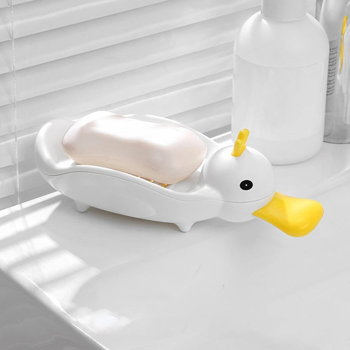 LEDHOLYT Cute Duck Soap Dish Self Draining Soap Holder Soap Tray Shower Soap Box for Home Bathroom Tub Kitchen Sink Home Kitchen